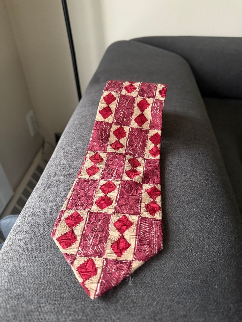 The Ashton Company Geometric Red & Cream Tie